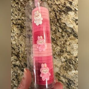 Cute Pink Hair Ties with Labubu Design